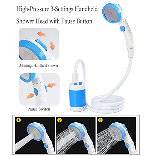 Iron Hammer Camp Shower Rechargeable Shower High Capacity 5000mAh Camping Shower (Blue)