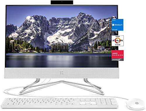 2022 Newest HP All-in-One Desktop, 21.5" FHD Display, AMD Athlon Silver 3050U, 32GB DDR4 RAM, 512GB PCIe SSD, WiFi, HDMI, Webcam, RJ-45, Wired Keyboard&Mouse, Windows 11 Home, White