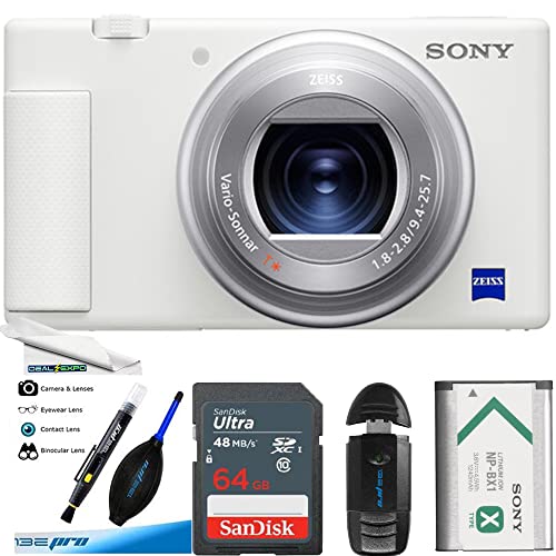 Sony ZV-1 Digital Camera (White) + Expo 64GB Basic Accessories Bundle