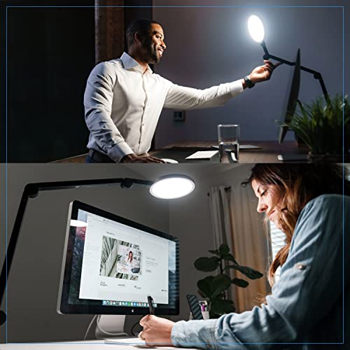 Lume Cube Edge LED Desk Light | Remote Work Swing Arm Desk Lamp with Clamp | Video Conferencing lighting, Zoom Webcam, Task Light, Drafting Light, Table Lamp | Adjustable Brightness, Color Temperature