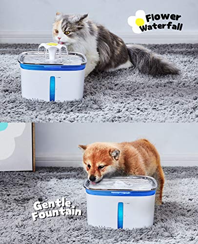 Veken 95oz/2.8L Stainless Steel Pet Fountain, Automatic Cat Water Fountain Dog Water Dispenser with Smart Pump for Cats, Dogs, Multiple Pets (Silver, Stainless Steel)