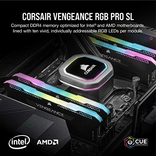 Corsair Vengeance RGB Pro SL 16GB (2x8GB) DDR4 3200 (PC4-25600) C16 Desktop memory – Black (CMH16GX4M2E3200C16)