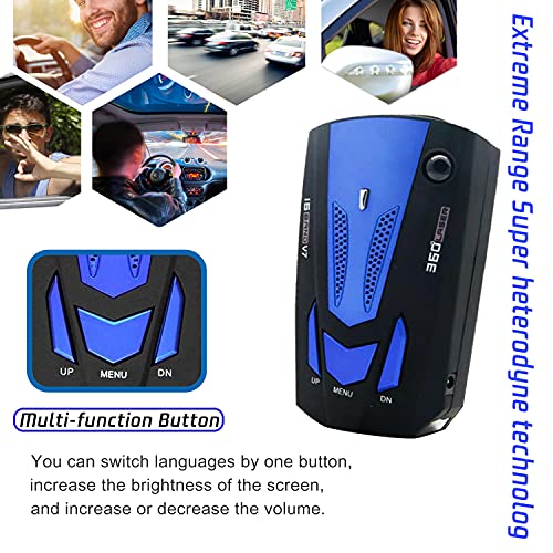 Newly Radar Detector for Cars, with Voice Prompt Speed, Vehicle Speed Alarm System,LED Display,City/Highway Mode,Auto 360 Degree Detection for Cars (Blue)