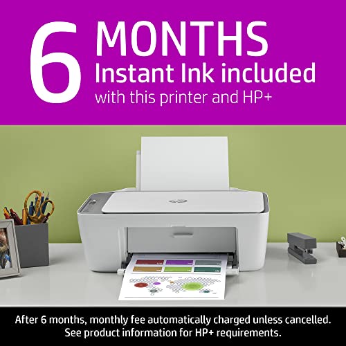 HP DeskJet 2755e Wireless Color All-in-One Printer with bonus 6 months Instant Ink with HP+ (26K67A), white