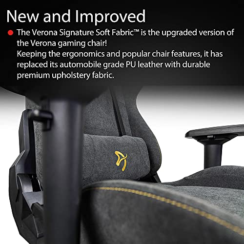 Arozzi Verona Signature Soft Fabric Ergonomic Computer Gaming/Office Chair with Recliner, Swivel, Tilt, Rocker, 4D Armrests, and Neck and Lumbar Pillows