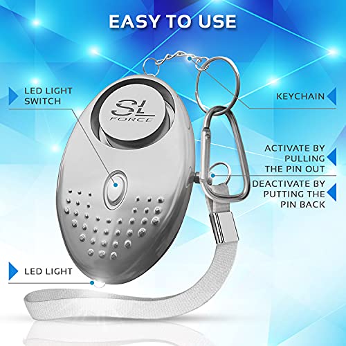 SLFORCE Personal Alarm Keychain 5 Pack Personal Alarms for Women. Includes 130dB Safe Personal Alarm for Seniors, LED, and Carabiner. Personal Alarms-Safety and Self Defense Best Safe Alarm for Women