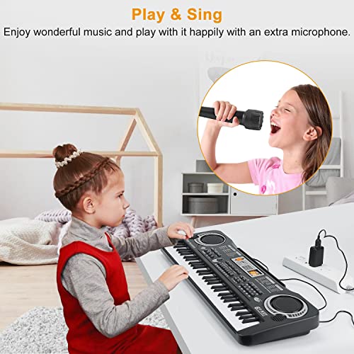 61 Keys Piano Keyboard Digital Music Electronic Keyboard Electric Piano Musical Instrument Kids Learning Keyboard with Microphone For Beginners Kids Girls Boys