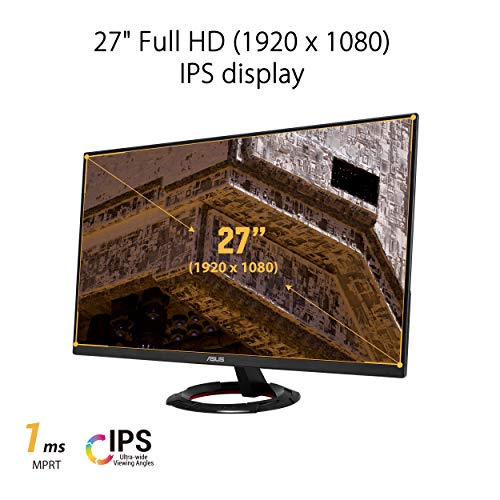 ASUS TUF Gaming 27” 1080P Monitor (VG279Q1R) - Full HD, IPS, 144Hz, 1ms, Extreme Low Motion Blur, Speaker, FreeSync Premium, Shadow Boost, VESA Mountable, DisplayPort, HDMI, Tilt Adjustable