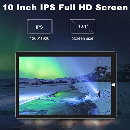 Tablet 10 Inch Windows 10 Tablets with Keyboard Mouse 4GB DDR 64GB Storage 1200X1920 IPS FHD Screen, Dual Camera 3500mA HDMI, BT GPS, 2 in 1 Tablet PC Mini Computer Portable Laptop (Gray)