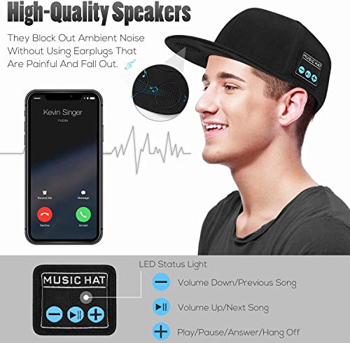 EDYELL Hat with Bluetooth Speaker Adjustable Bluetooth Hat Wireless Smart Speakerphone Cap for Outdoor Sport Baseball Cap is The Birthday Gifts for Men/Women/Boys/Girls Black