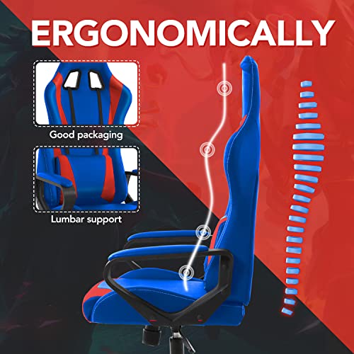 PC Gaming Chair Ergonomic Office Chair Desk Chair PU Leather Computer Chair High Back Racing Chair with Lumbar Support Armrest for Home Office (Black, MON)