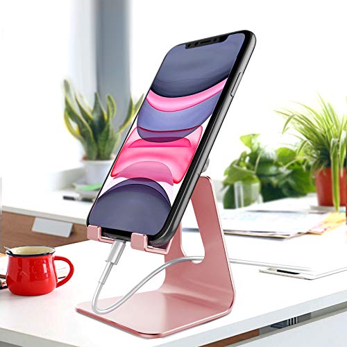 Adjustable Cell Phone Stand, CreaDream Phone Stand, Cradle, Dock, Holder, Aluminum Desktop Stand Compatible With Phone Xs Max Xr 8 7 6 6s Plus SE Charging, Accessories Desk,All Mobile Phones-Rose Gold