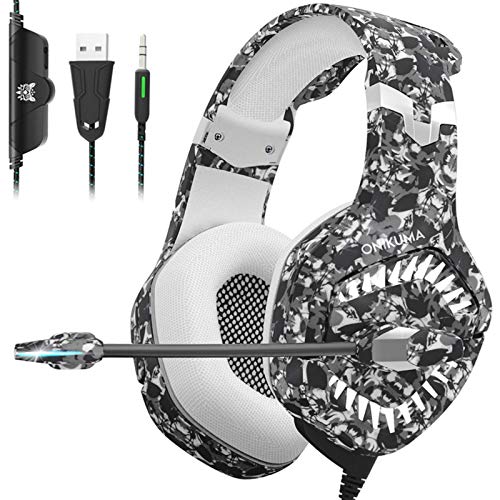 Gaming Headset for PS4, Xbox One Headset Gaming Headphones Stereo 7.1 Surround Sound, Noise Canceling Mic, Soft Memory Earmuffs Over Ear Headphones for PC, Laptop, PS4, PS5, Xbox One