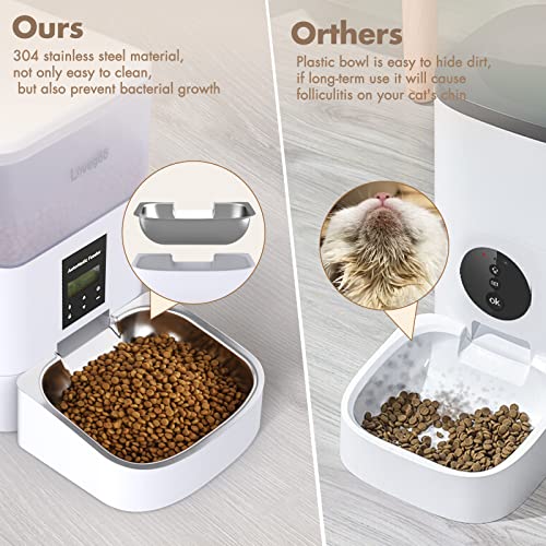 Lovegoo Automatic Cat Dog Feeder Anti-Clogging Design Timed Cat Feeder 4L Programmable Control 1-4 Meals Pet Dry Food Dispenser with Desiccant Bag, Twist Lock Lid, 10s Voice Recorder