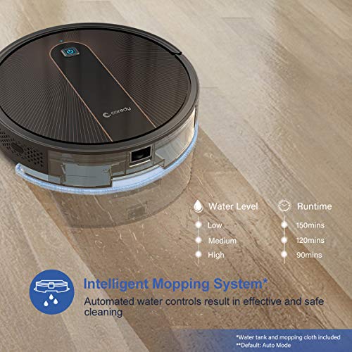 Coredy R750 Robot Vacuum Cleaner, Compatible with Alexa, Mopping System, Boost Intellect, Virtual Boundary Supported, 2200Pa Suction, Super-Thin, Upgraded Robotic Vacuums, Cleans Hard Floor to Carpet