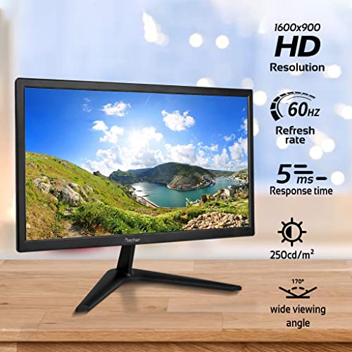 19.5 Inch PC Monitor, PC Screen 1600x900 with HDMI&VGA Interface, 60Hz, Dual Built-in Speakers, Wide Viewing Angle 170°, LED Monitor