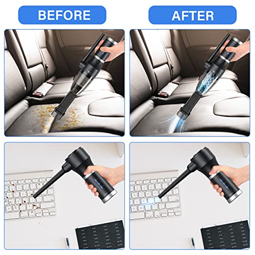 3 in1 Compressed Air Duster & Vacuum, 77000 RPM Cordless Air Duster, 15000mAh Electric Air Blower, 2 Speeds, Detachable Battery, Replaces for Air Cans, for Computer, Car, Keyboard