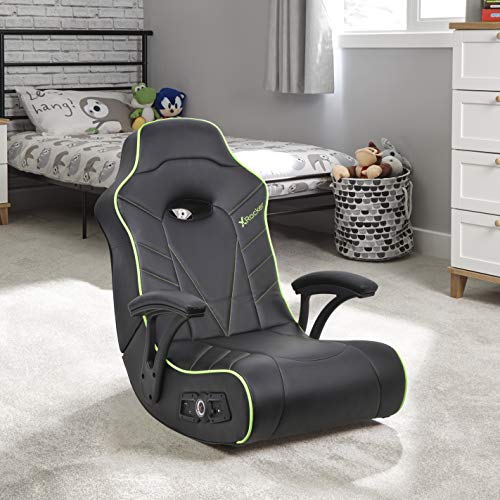 X Rocker Limewire 2.1 BT Floor Rocker Gaming Chair, 36.2" x 20.8" x 31.5", Black/Green