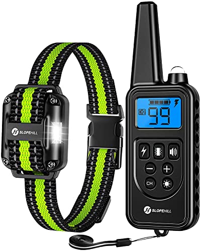 Dog Training Collar with Remote, Electronic Dog Shock Collar with Beep, Vibration, Shock, Light and Keypad Lock Mode, Waterproof Electric Dog Collar Set for Small Medium Large Dogs