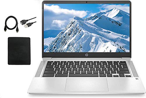 2021 HP Chromebook 14" HD Student Laptop, Intel Celeron N4000(up to 2.6GHz), 4GB RAM, 32GB eMMC Backlit-KB, Webcam, Fast Charge, WiFi, USB-A&C, BT, Chrome OS, w/ Masdrow Accessories