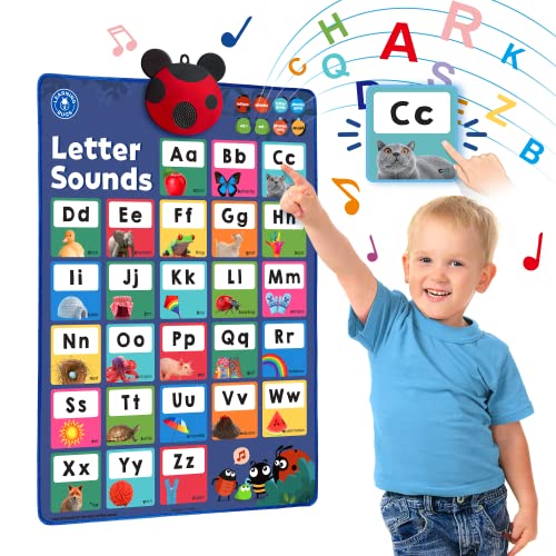 LEARNING BUGS Press to Learn Phonics, Interactive Letters and Sounds Talking Poster, Preschool & Kindergarten Learn to Read, Ages 3+