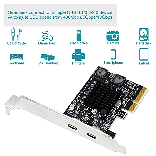 FebSmart 2X 10Gbps Max Speed USB-C Ports PCIE USB 3.1 Gen 2 Expansion Card for Windows, MAC OS and Linux Systems-Build in FebSmart Self-Powered Technology, No Need Additional Power Supply (FS-C2-Pro)