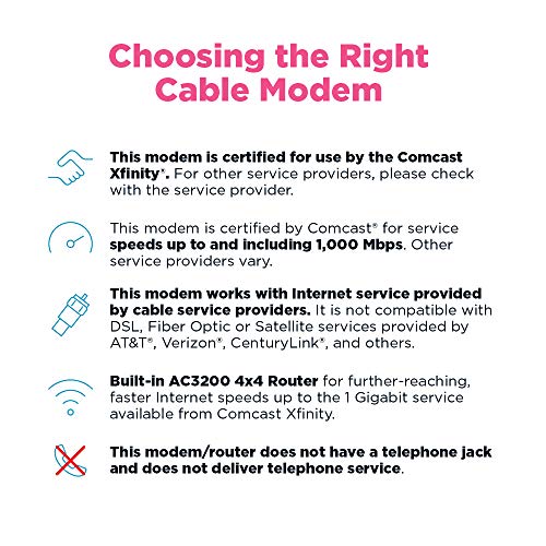 Motorola MG8702 | DOCSIS 3.1 Cable Modem + Wi-Fi Router (High Speed Combo) with Intelligent Power Boost | AC3200 Wi-Fi Speed | Approved for Comcast Xfinity, Cox, and Charter Spectrum