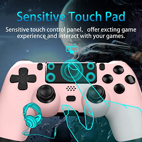 【Upgraded】 YUYIU Wireless Controller for Ps4 Remote Plays-tation 4/Slim/Pro/PC, Gaming Controllers with Dual Vibration Shock Speaker, Camo Red with Headphone Jack Touch Pad Six Axis Motion Control