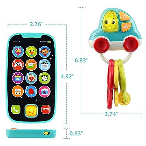 Woby Baby Musical Phone Toys, Infant Keys Toys, Electronic Toys Early Learning Educational Preschool Pretend Play Set with Flashing Lights and Sounds for 1 Year Old Baby Toddler