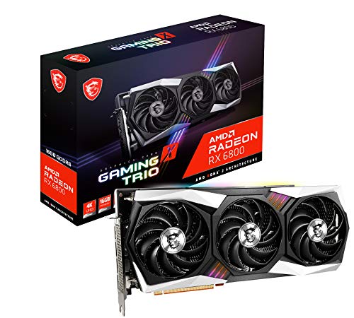 MSI Gaming Radeon RX 6800 16GB GDRR6 256-Bit HDMI/DP 2105 MHz RDNA 2 Architecture OC Graphics Card (RX 6800 Gaming X Trio 16G)