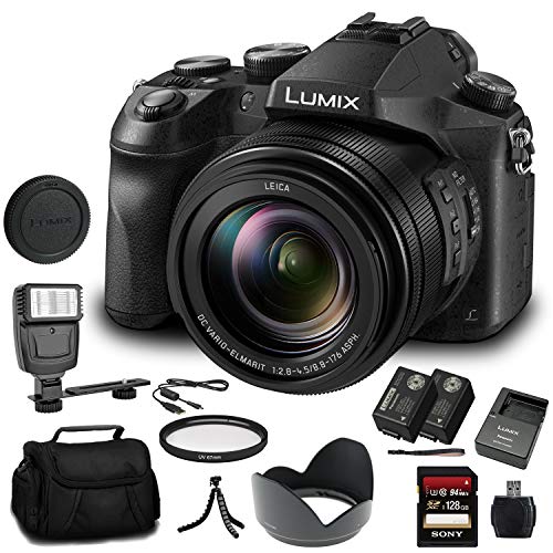 Panasonic Lumix DMC-FZ2500 Digital Camera (DMC-FZ2500) - Bundle - with 128GB Memory Card + DMW-BLC12 Battery + Digital Flash + Soft Bag + 12 Inch Flexible Tripod + Cleaning Set + More