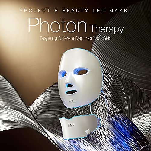 Project E Beauty LED Light Therapy Face & Neck Mask | Wireless Photon Skin Rejuvenation Red Blue Green Therapy 7 Color Treatment Anti Aging Acne Spot Removal Wrinkles Brightening Facial Skin Care Mask