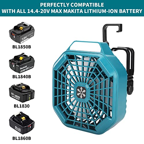 Cordless Fan with Remote for Makita 18v Battery ,Camping Fan with 3 Energy Efficient Speed Settings and Dimmable Led Light (TOOL ONLY)