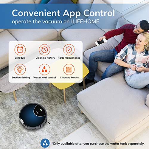 ILIFE V80 Max Robot Vacuum Cleaner, Wi-Fi Connected, 2000Pa Max Suction, Works with Alexa, 750ml Dustbin, Tangle-Free Suction Port, Self-Charging, Ideal for Hard Floor, Pet Hair and Low Pile Carpet