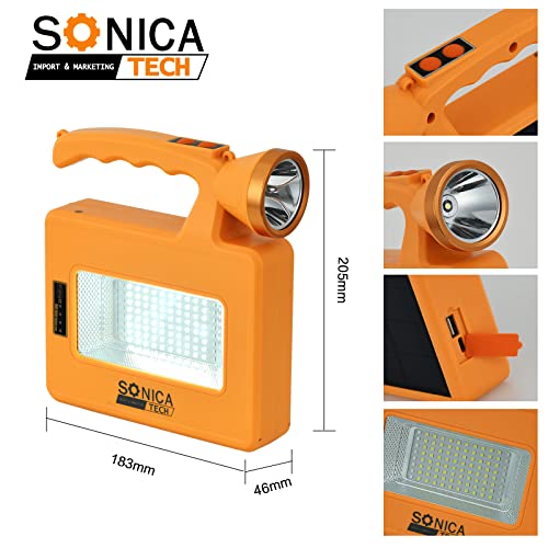 Solar Flashlights Portable Handheld Work Lamp Outdoor Camping Lantern 7200 mAH 6 Modes Rechargeable Multifunction Lights for Camping, Hiking