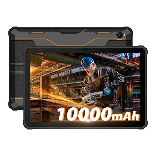 Tablet 10.1 Inch FHD+ (1920x1200), OUKITEL RT1 Android 11 Rugged Tablets 10000mAh Battery, Octa-Core 4GB RAM 64GB ROM, SD-128GB, 4G LTE Dual SIM+5G WiFi, IP68/IP69K Waterproof Tablet, GPS, OTG,Orange