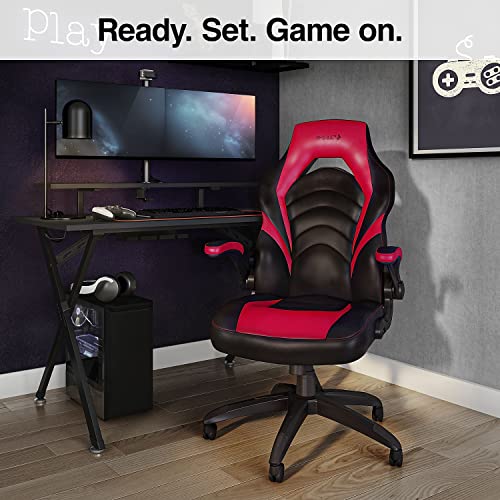 MyOfficeInnovations 2710774 Bonded Leather Gaming Chair, Black/Red