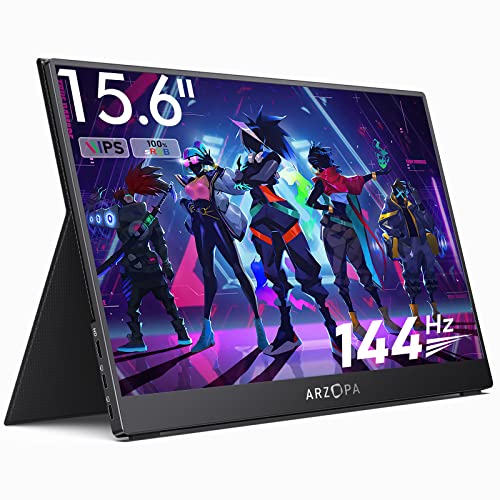 15.6'' 144Hz Portable Gaming Monitor, Arzopa 1080P FHD Portable Monitor with HDR Laptop Computer Monitor Eye Care External Second Screen for Switch, Xbox, PS5, Laptop, PC, Mac, Raspberry Pi