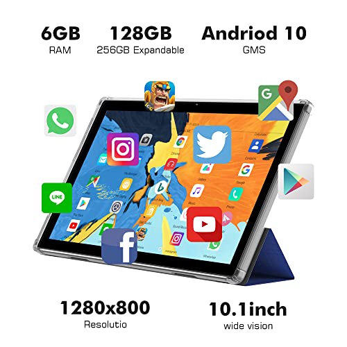 Android Tablet 10 inch, BNHGK 3 in 1 Android Tablets 128GB/256GB ROM, 4G LTE Dual Sim, Octa Core Processor, GPS, Bluetooth, Google Certified Tablet 10.1 inch (2022 Wi-Fi, 6GB)