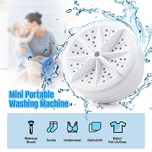 GOTSEVEN Mini Portable Washing Machine with Suction Cups,USB Powered Turbo Washing Machine & Dishwasher,Suitable for College Rooms,Travel,Home and Apartment Dirt