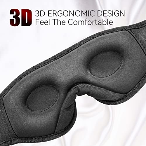 Sleep Headphones, Bluetooth 5.0 Wireless 3D Eye Mask, Lightimetunnel Washable Sleeping Headphones for Side Sleepers With Adjustable Ultra Thin Stereo Speakers Microphone Hands Free for Insomnia Travel