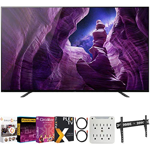 Sony XBR65A8H 65-inch A8H 4K OLED Smart TV Bundle with Premiere Movies Streaming + 30-70 Inch TV Wall Mount + 6-Outlet Surge Adapter + 2X 6FT 4K HDMI 2.0 Cable