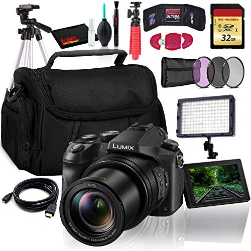 Panasonic Lumix DMC-FZ2500 Digital Camera Bundle with Memory Card + Carrying Case + Filters Kit + Tripod + More