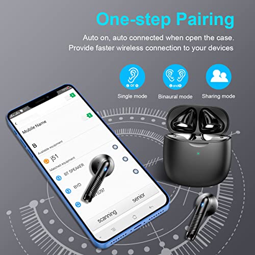 Wireless Earbud, Bluetooth 5.3 Earbud Stereo Bass, Bluetooth Headphones in Ear Noise Cancelling Mic, Earphones I-PX7 Waterproof Sports, 32H Playtime USB C Mini Charging Case Ear Buds for Android iOS