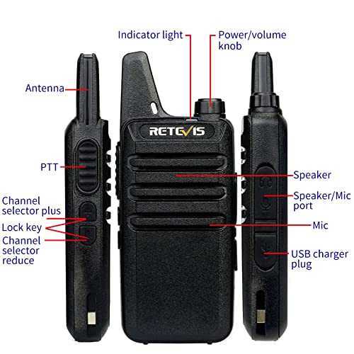 Retevis RT22 Walkie Talkies Rechargeable Hands Free 2 Way Radios Two-Way Radio(6 Pack) with 6 Way Multi Gang Charger