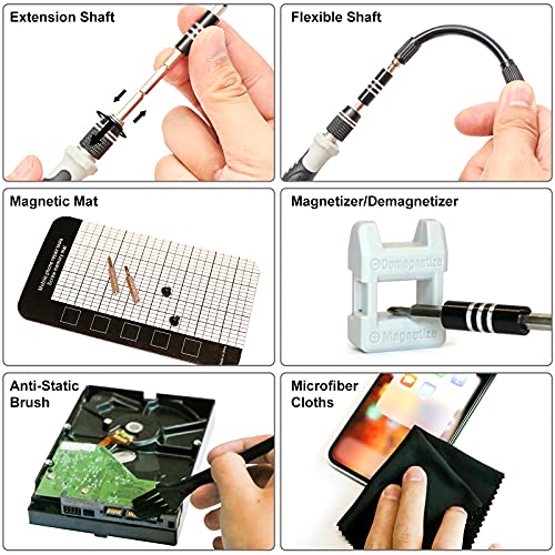 STREBITO Precision Screwdriver Set 124-Piece Electronics Tool Kit with 101 Bits Magnetic Screwdriver Set for Computer, Laptop, Cell Phone, PC, MacBook, iPhone, Nintendo Switch, PS4, PS5, Xbox Repair