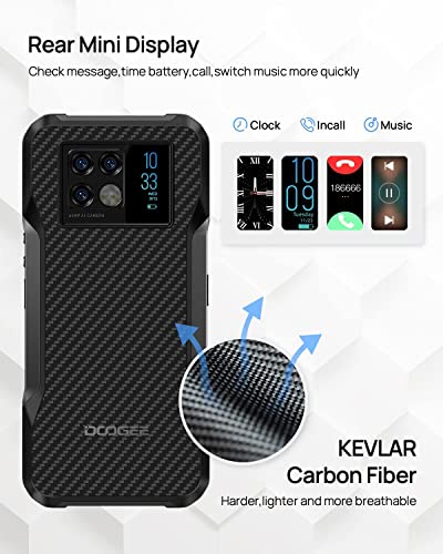 5G Rugged Smartphone DOOGEE V20 (2022) 8GB+256GB 6.43'' AMOLED DotDisplay 64MP+20MP Night Vision Camera Unlocked Cell Phone Android 11 33W Fast Charge 6000mAh Dual SIM IP68 Waterproof Smartphone NFC