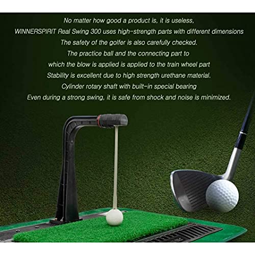 WINNER SPIRIT Real Swing 300 Golf Swing & Hitting Trainer, True Impact, Checking Path After Swing Practice Mat Groover Training Aid, Height Adjustable (All Set)