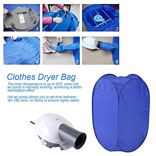 Electric Clothes Dryer, 800W Vent-less Portable Electric Air Clothing Drying Machine Fast Dryer Fold-able Fast Garment Dryer Heater for Home Dormitory Travelling 19.69 x 19.69 x 35.43inch US Plug
