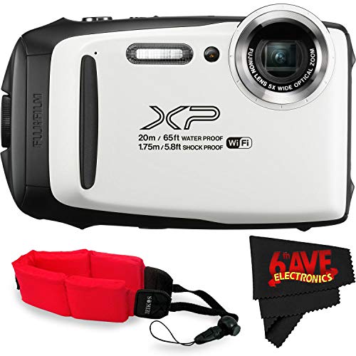 Fujifilm FinePix XP130 Digital Camera (International Version) + Floating Strap + Fibercloth (White)